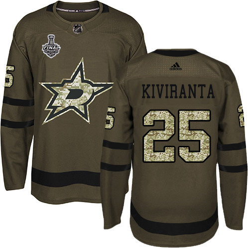 Adidas Dallas Stars #25 Joel Kiviranta Green Salute to Service Youth 2020 Stanley Cup Final Stitched NHL Jersey